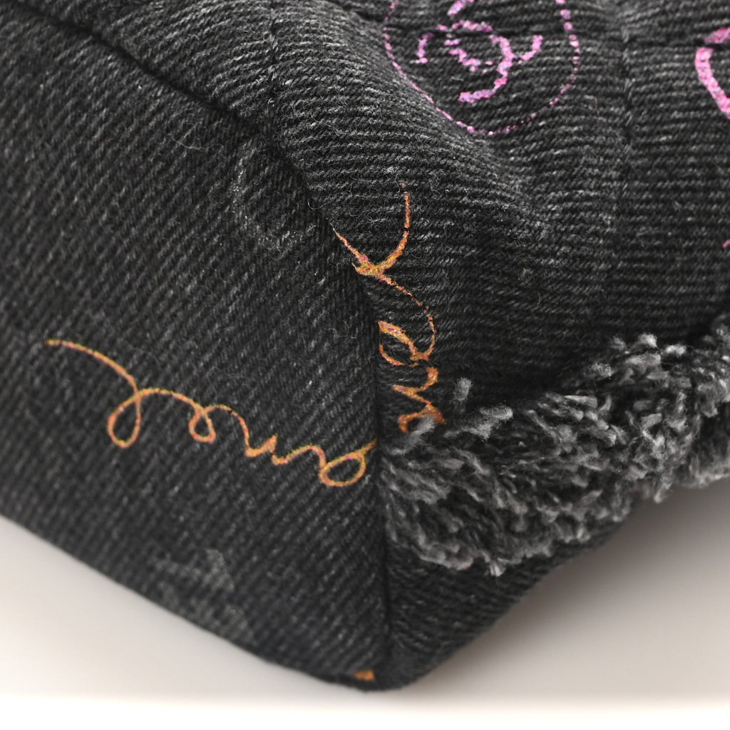 Denim Quilted Mood Small Bucket With Chain Black Multicolor