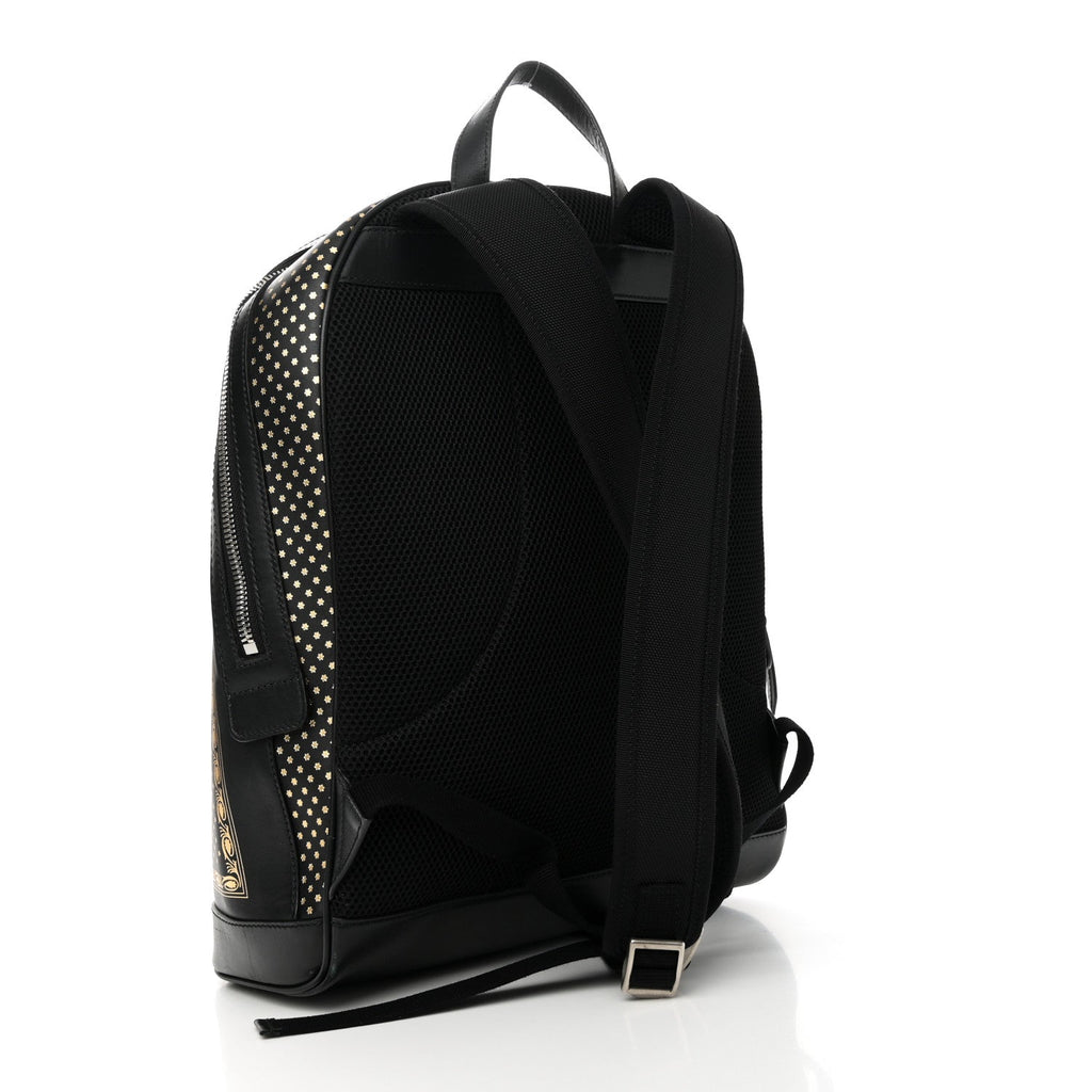 X SEGA Calfskin GUCCY Stars Dome Backpack Black Gold