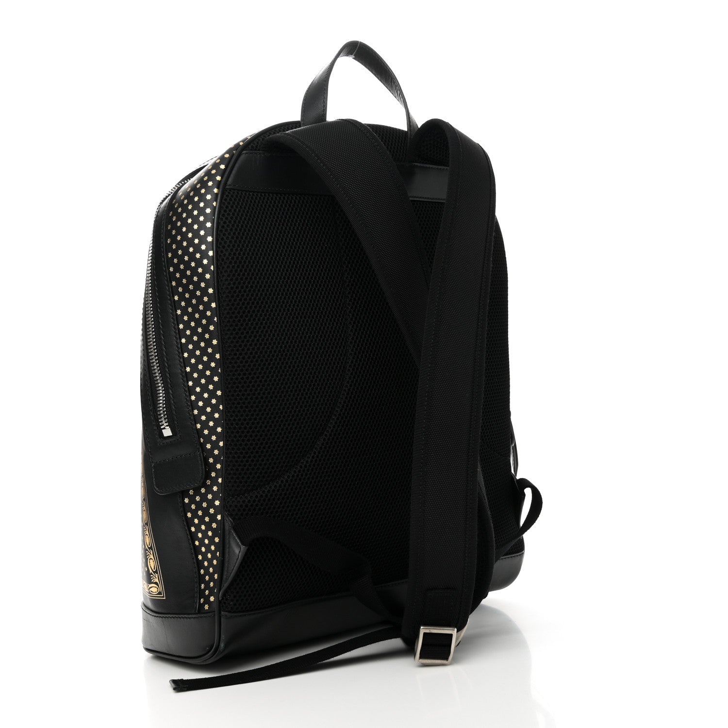 X SEGA Calfskin GUCCY Stars Dome Backpack Black Gold