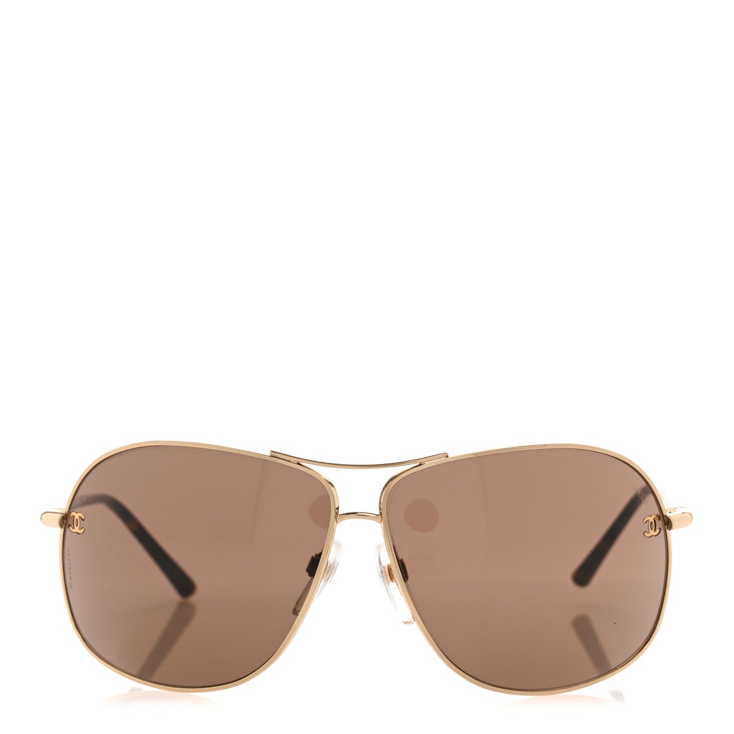 Metal CC Aviator Sunglasses 4193 Gold Havana