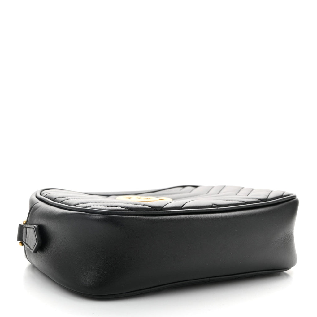 Calfskin Matelasse Small GG Marmont Chain Shoulder Bag Black