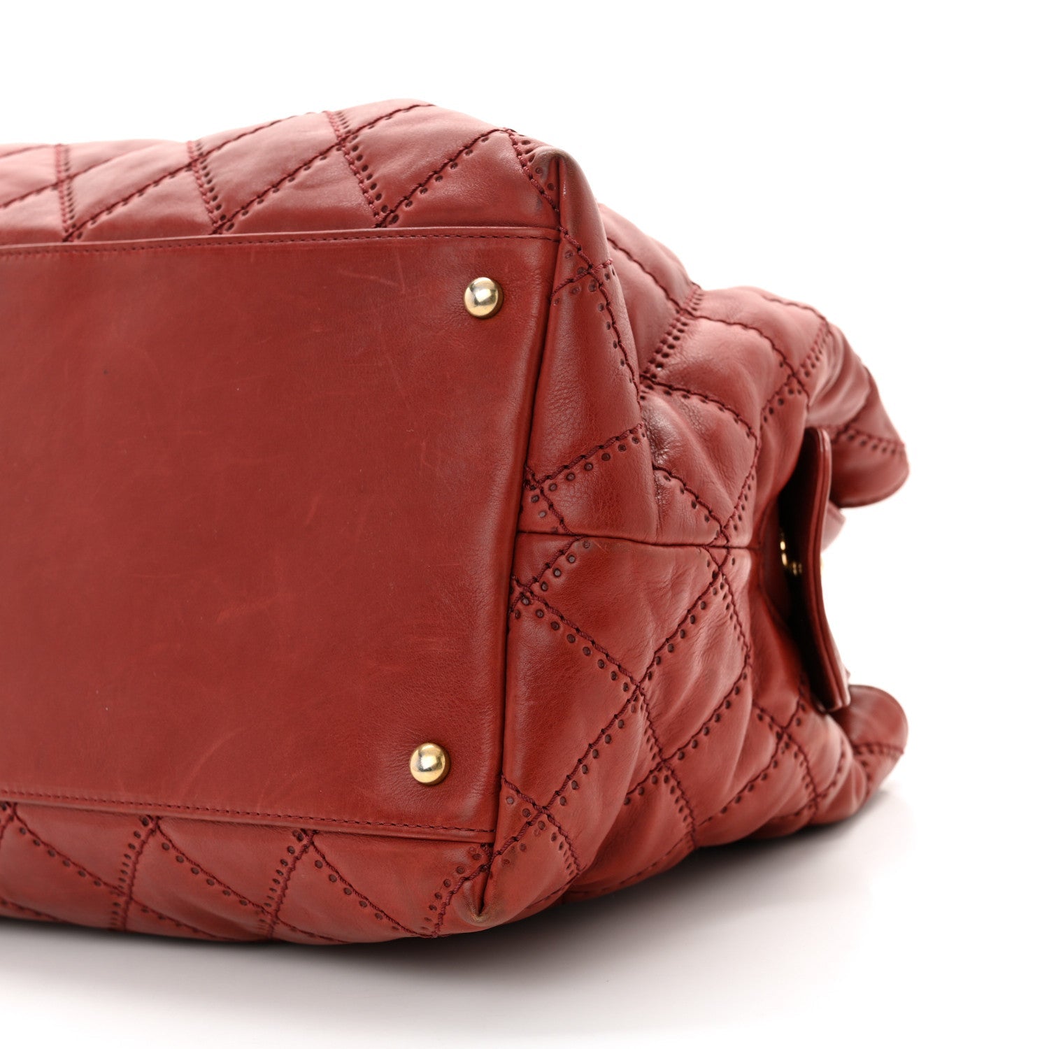 Calfskin Quilted Medium Retro Chain Tote Red