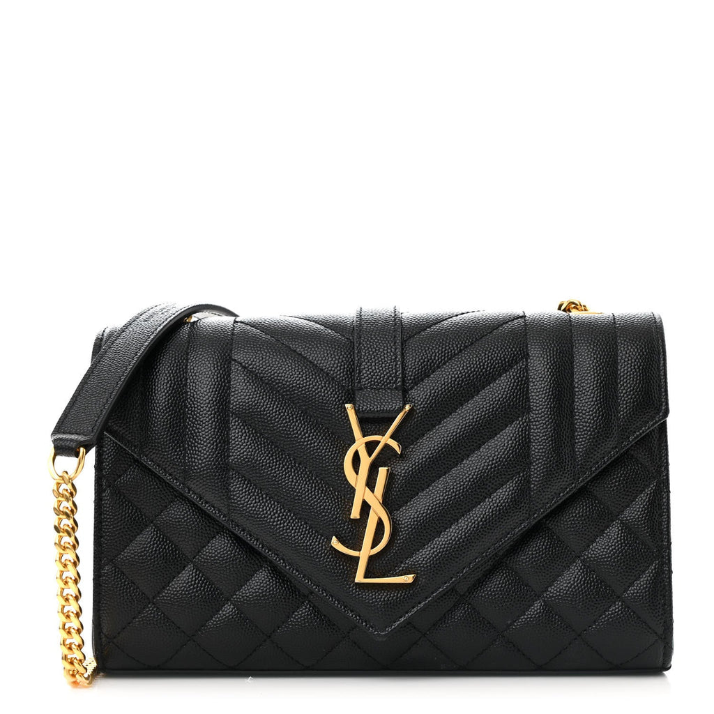 Grain De Poudre Textured Mixed Matelasse Triquilt Small Monogram Satchel Black