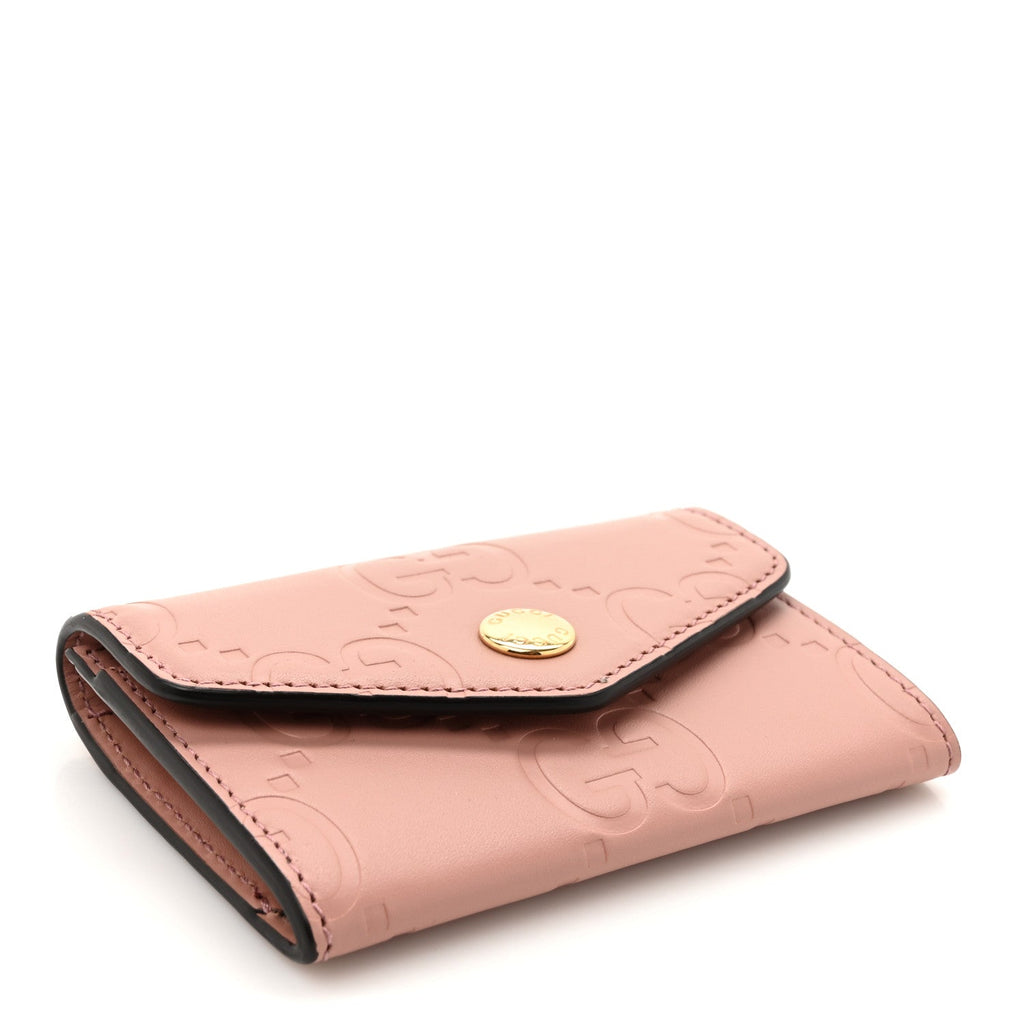 Calfskin Jumbo GG Embossed Snap Wallet Soft Pink
