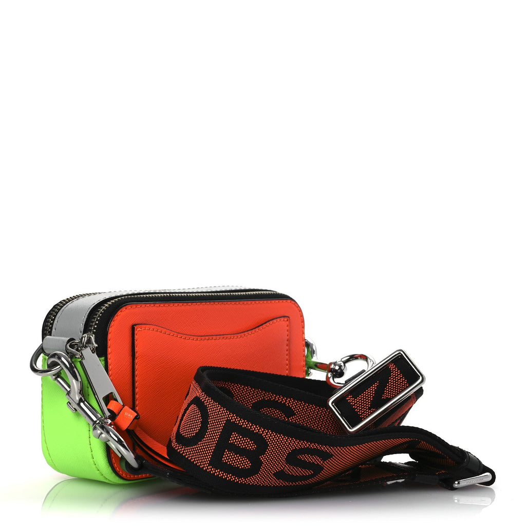 Saffiano Small Fluoro Snapshot Camera Bag Neon Orange