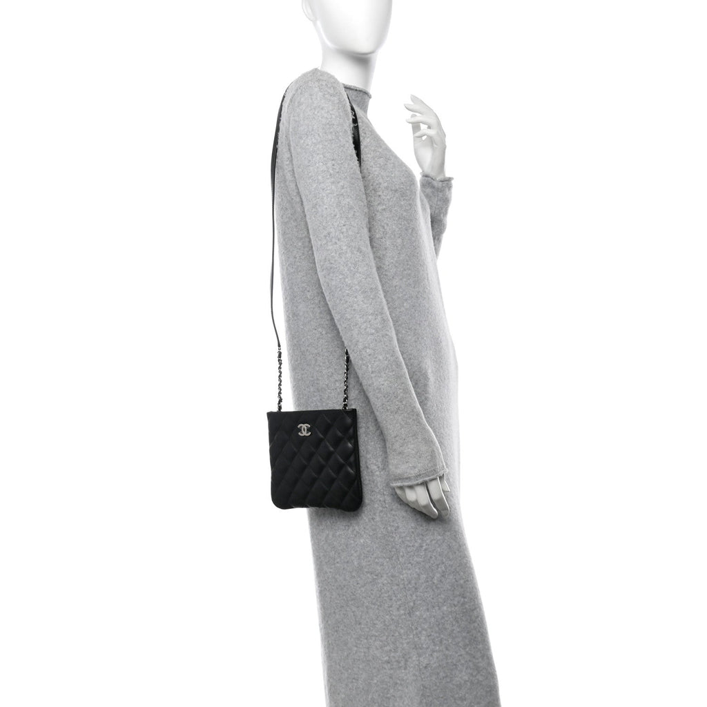 Lambskin Quilted Uniform Crossbody Bag Black