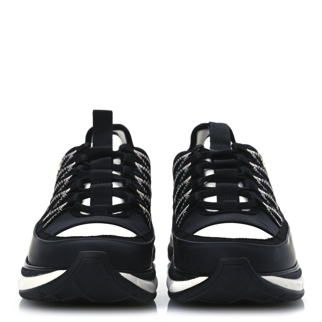 Mixed Fibers Suede Calfskin CC Sneakers 39 White Black