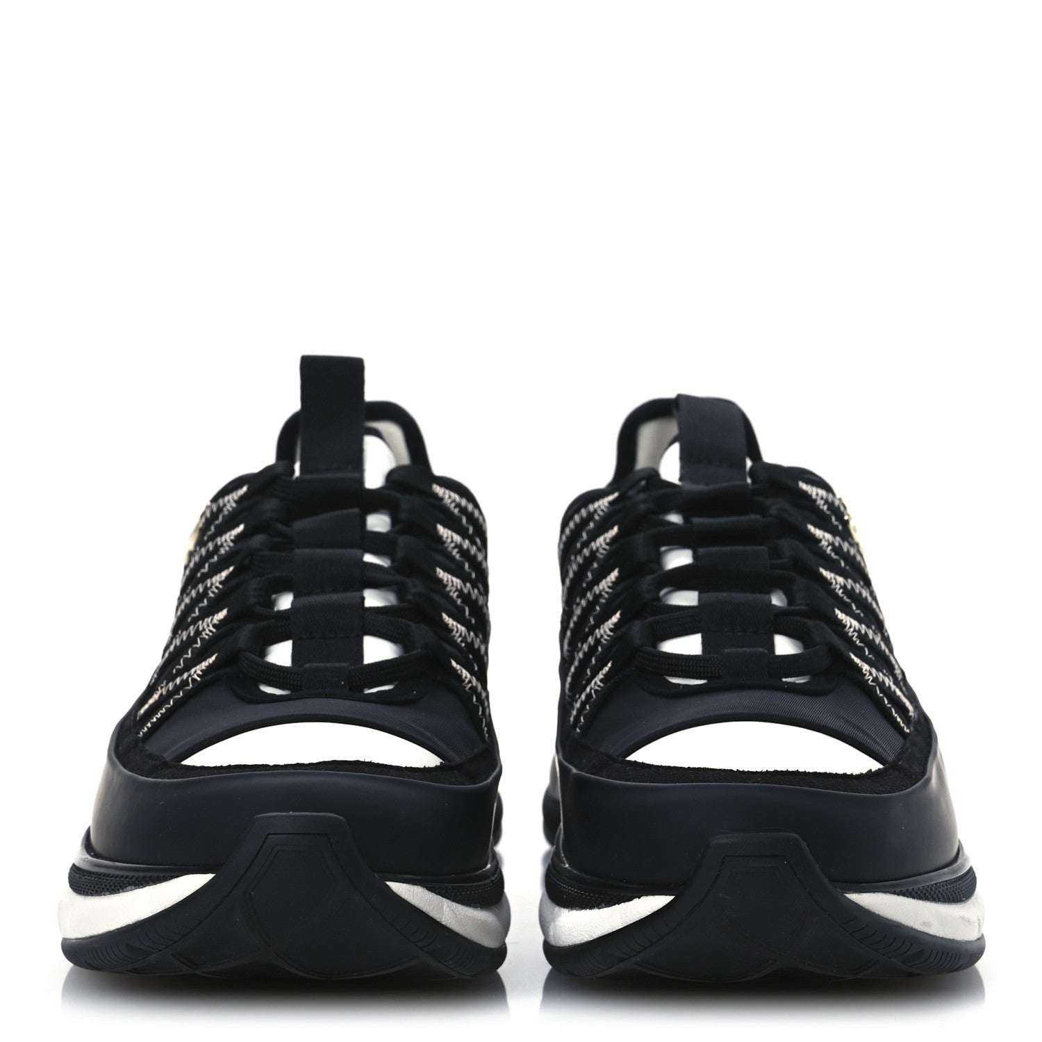 Mixed Fibers Suede Calfskin CC Sneakers 39 White Black