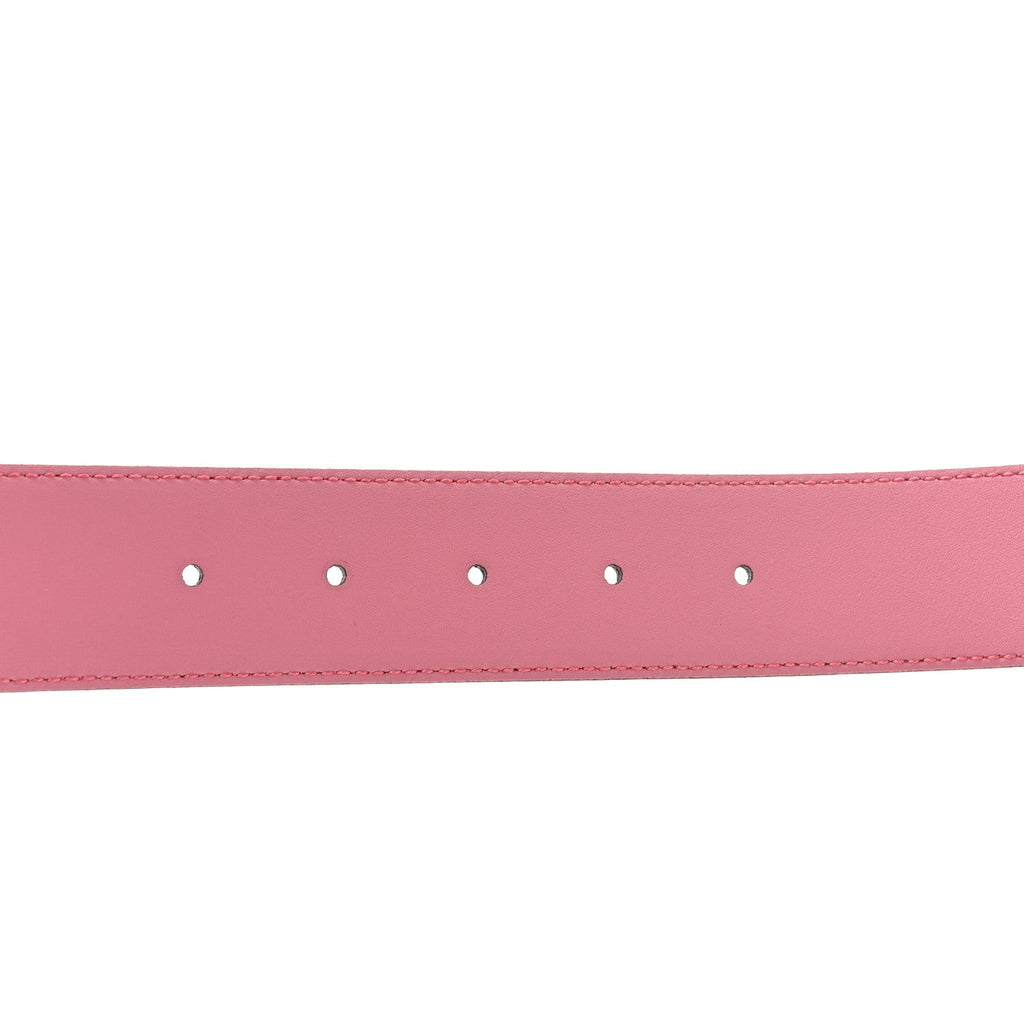 Moon Calfskin Interlocking G 37mm Belt 80 32 Glossy Pink
