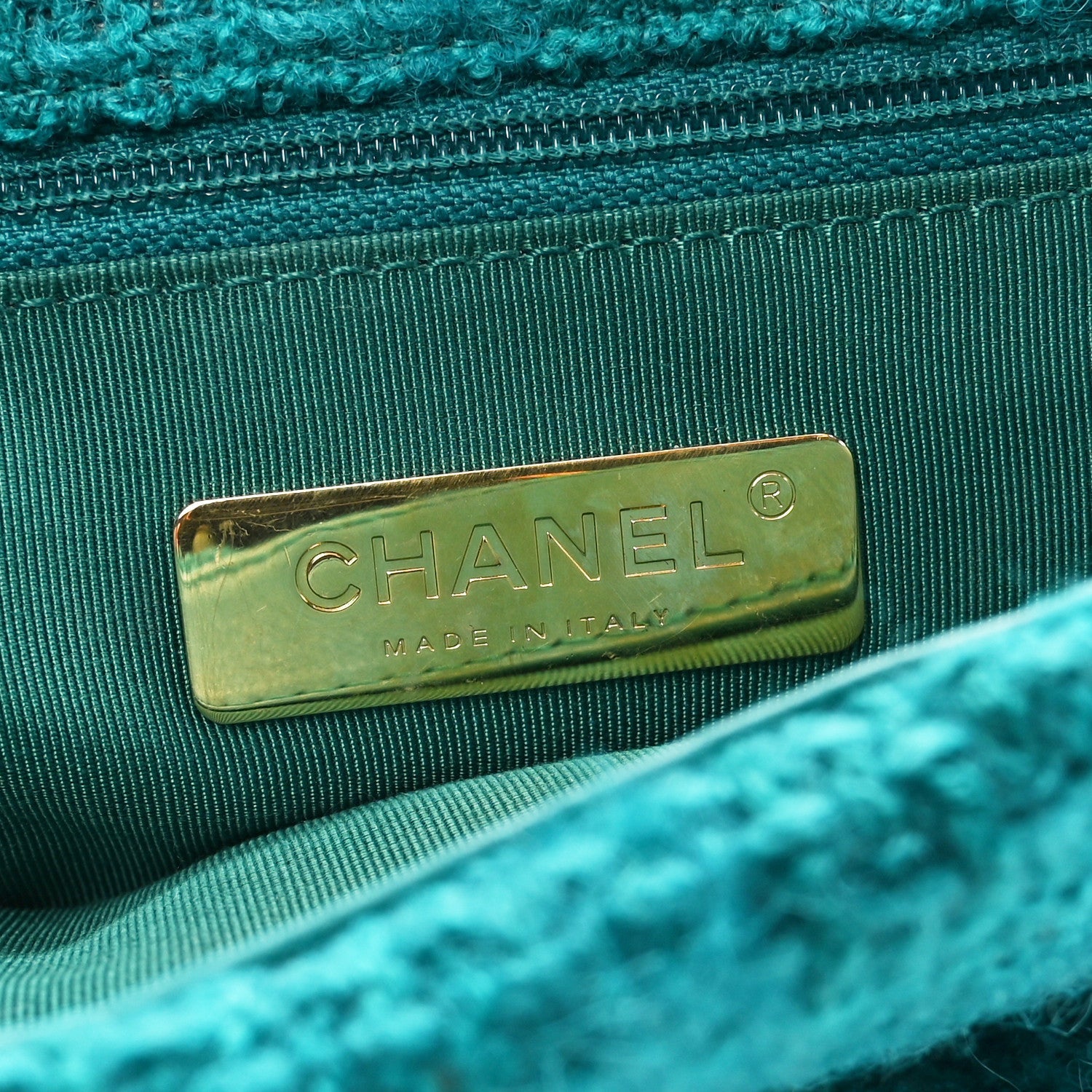 Tweed Quilted Medium Chanel 19 Flap Green