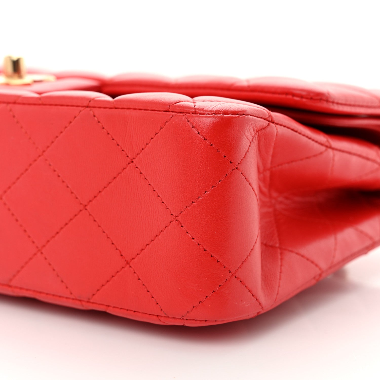 Lambskin Quilted Medium Double Flap Red