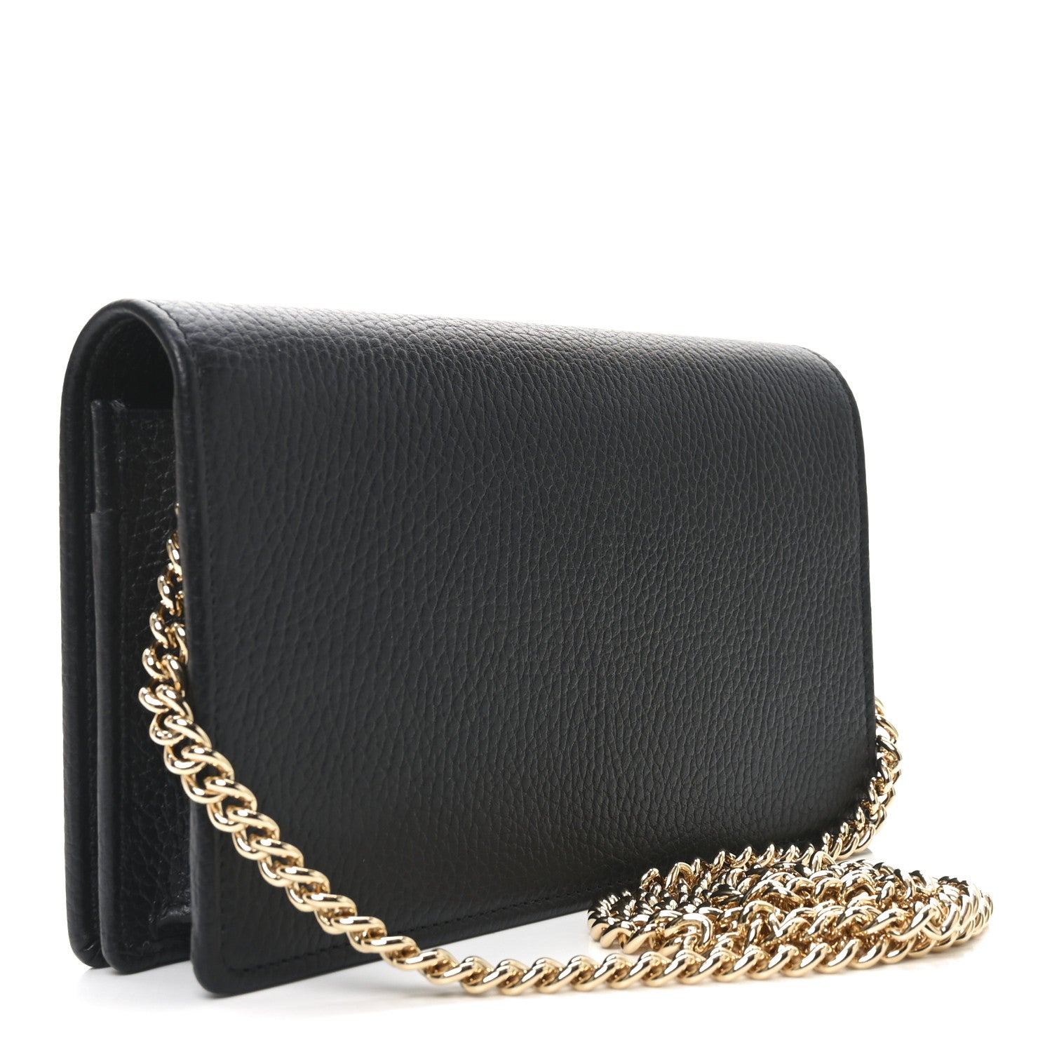 Calfskin Mini GG Marmont Chain Wallet Black