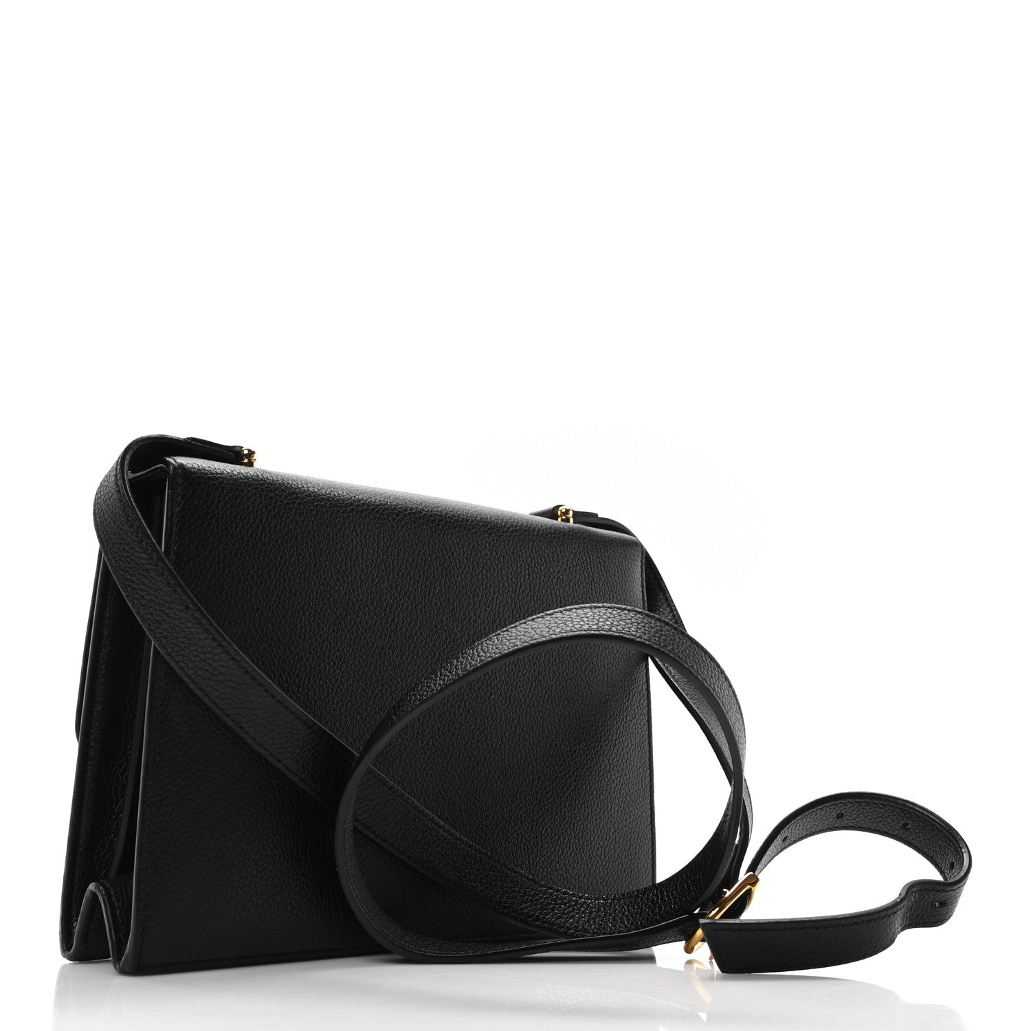 Grainy Calfskin Small Zumi Shoulder Bag Black