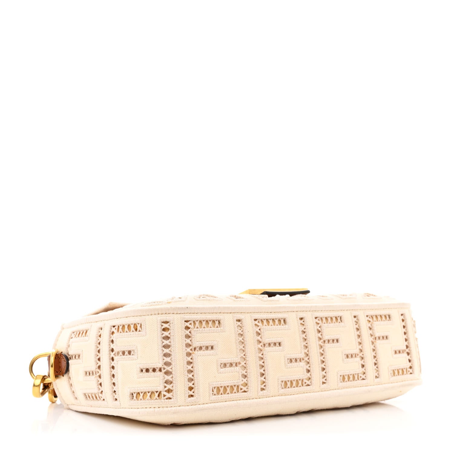 Canvas Cuoio Agata FF Ajour Embroidered Baguette Grezzo Cuoio