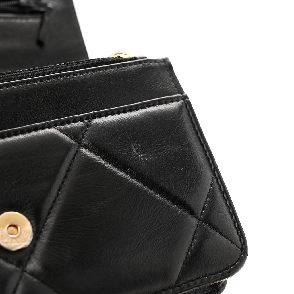Lambskin Quilted Chanel 19 Wallet On Chain WOC Black