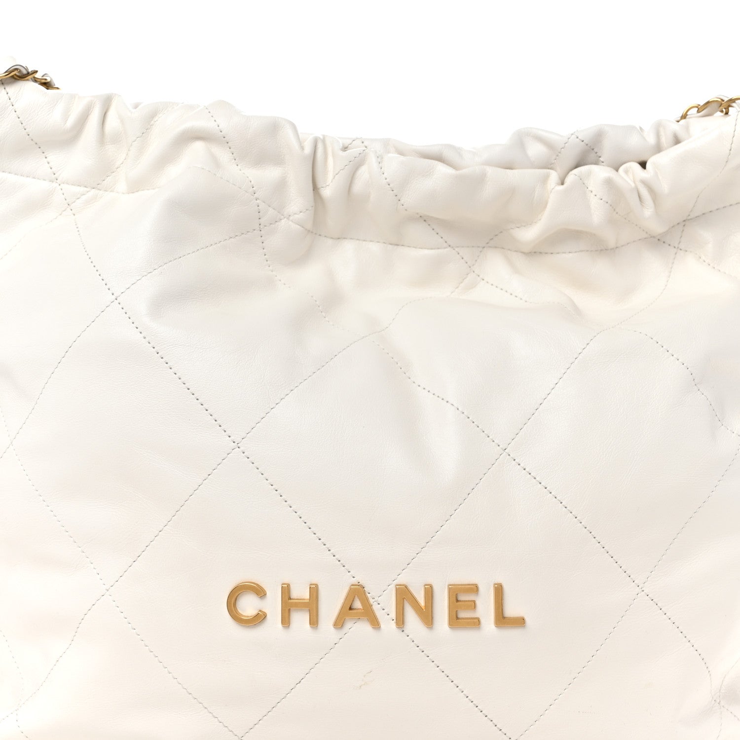 Shiny Calfskin Quilted Chanel 22 White