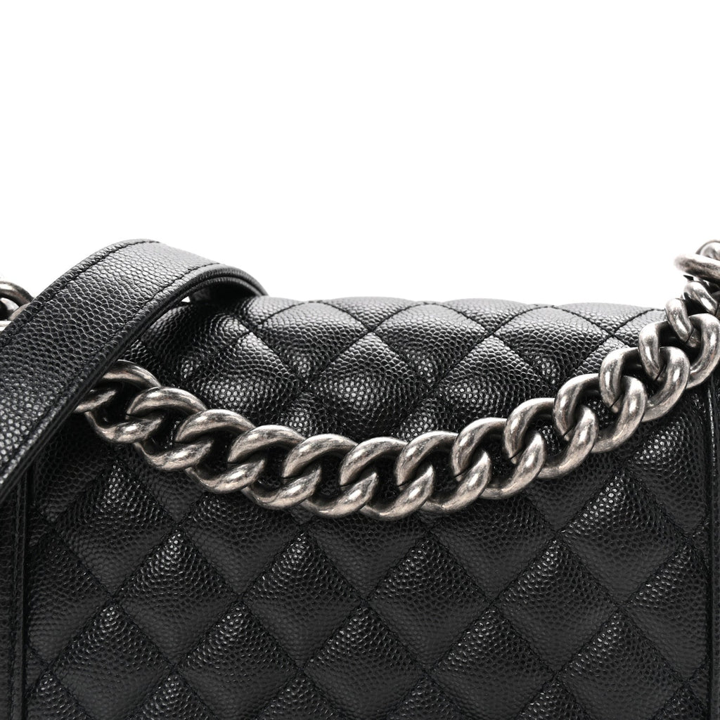 Caviar Quilted Small Boy Flap Black
