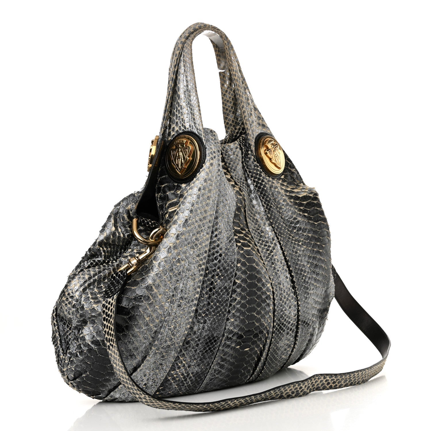 Snakeskin Medium Hysteria Top Handle Bag Black White