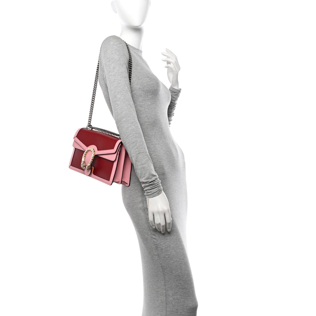 Azalea Calfskin Enamel Small Dionysus Shoulder Bag New Cherry Red Wild Rose Off White