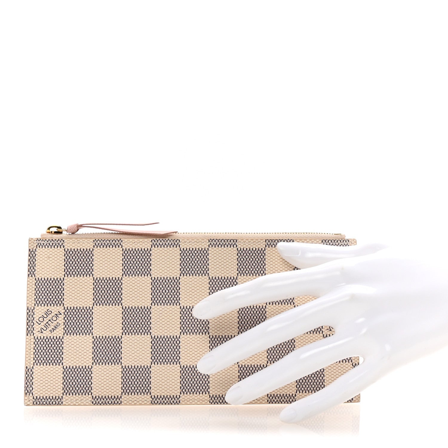 Damier Azur Felicie Chain Wallet Zippered Insert Rose Ballerine
