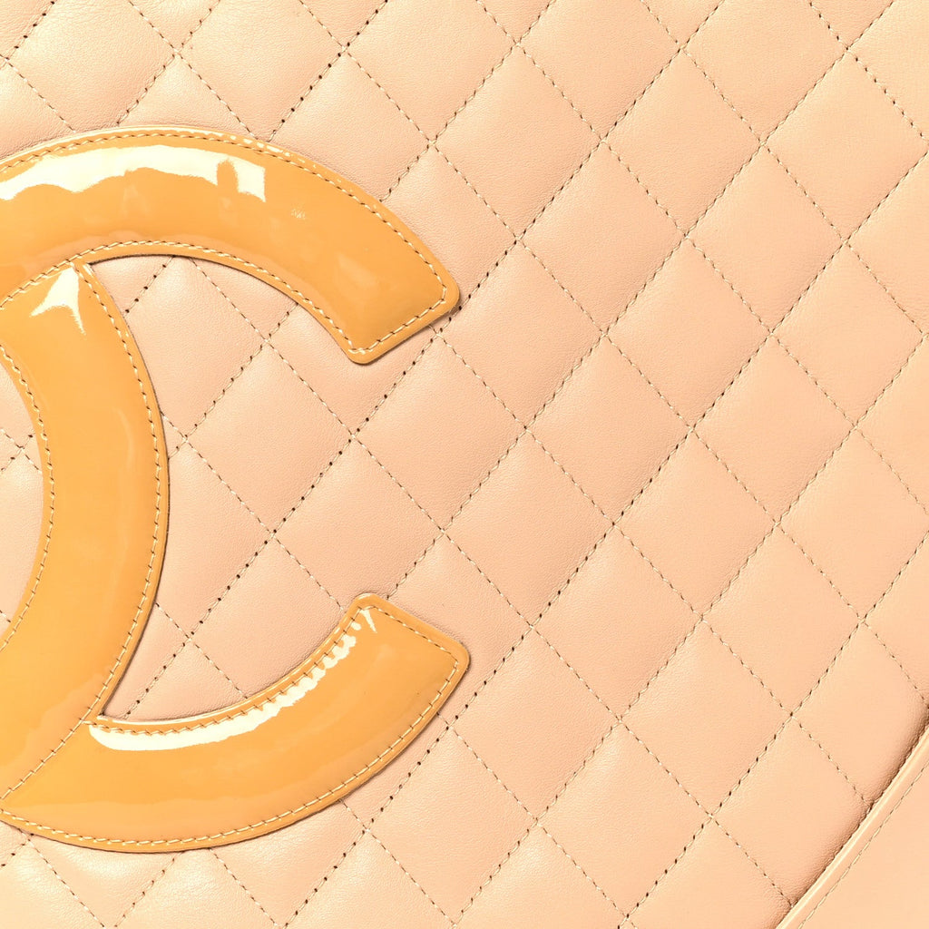 Calfskin Quilted Medium Cambon Tote Beige