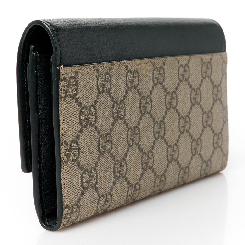 Calfskin GG Supreme Monogram Continental Wallet Black