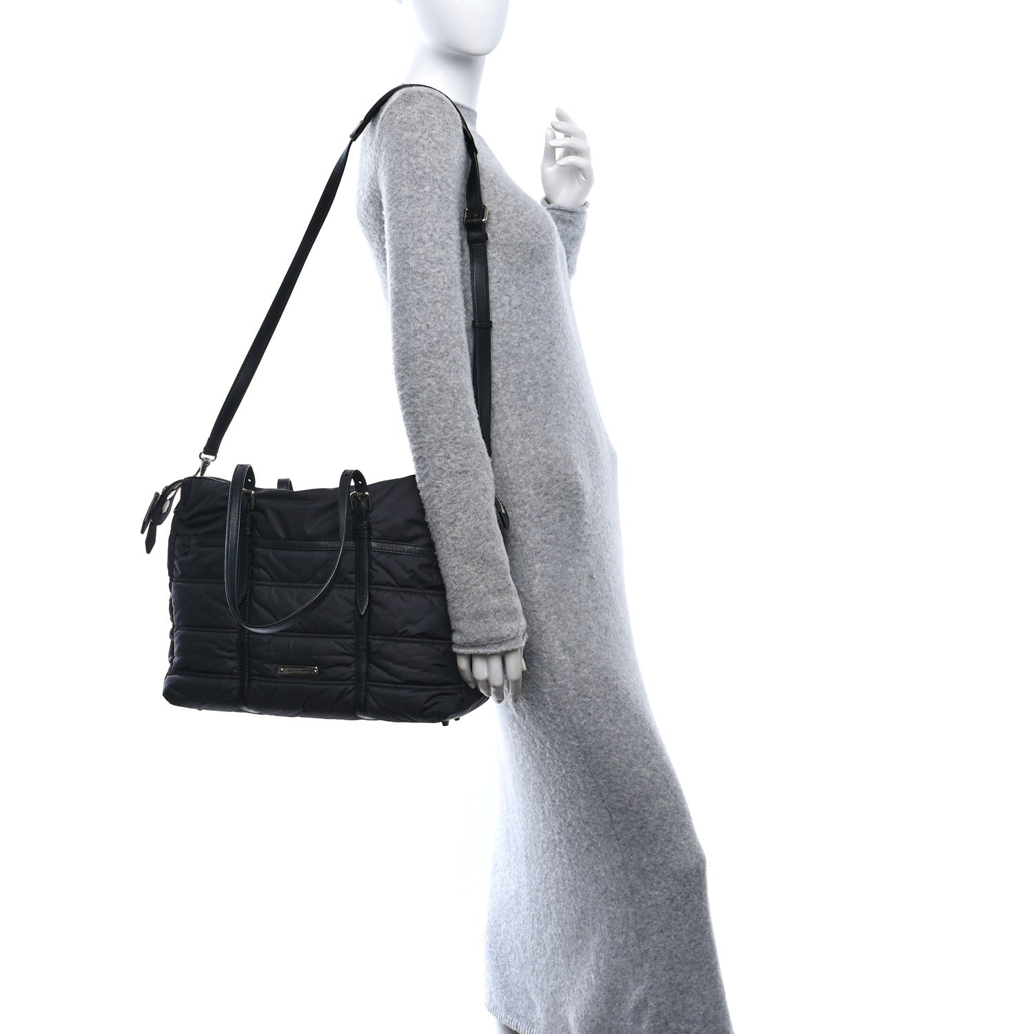 Nylon House Check Quilted Abbey Diaper Bag Black