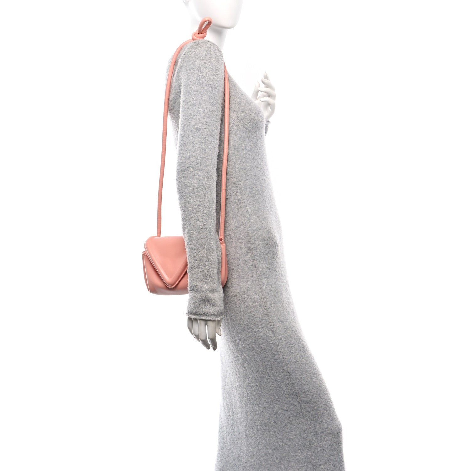 Lambskin Small Beak Triangle Flap Shoulder Bag Peachy Silver