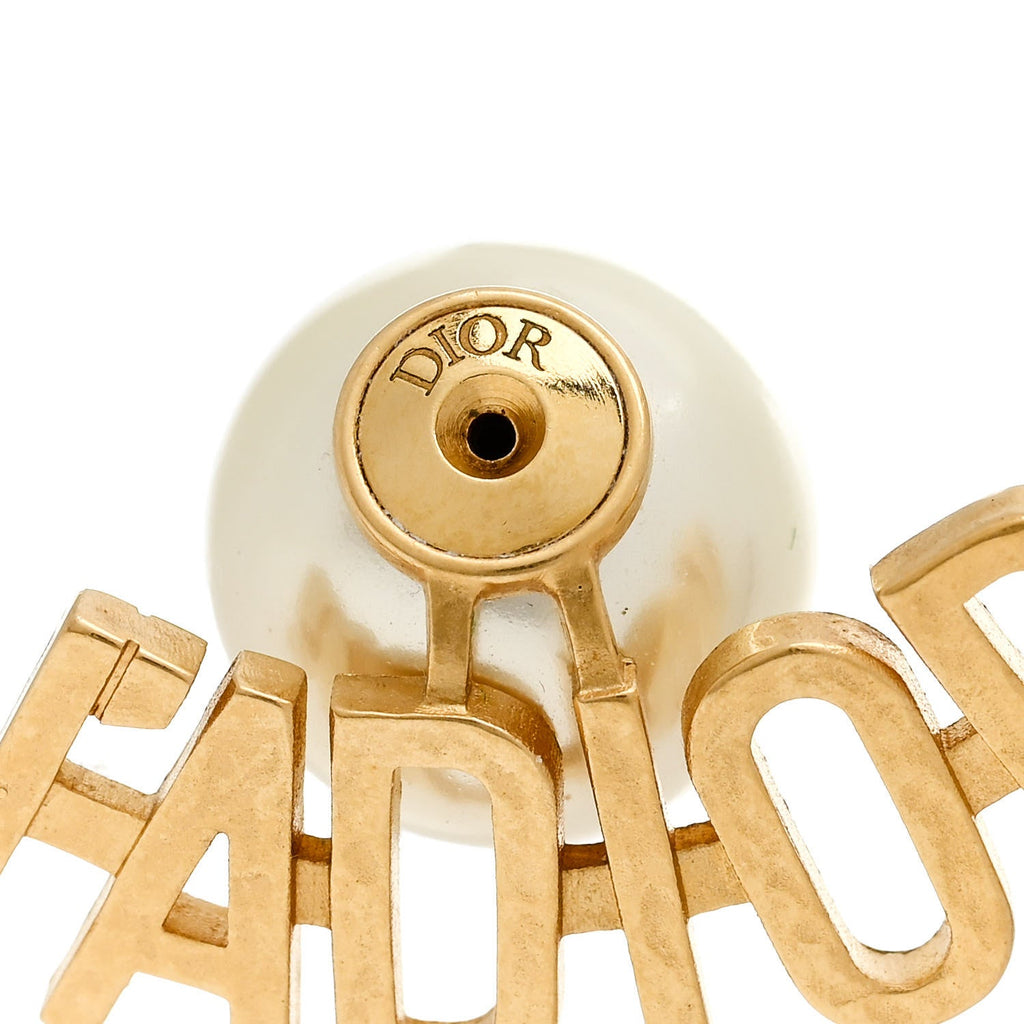 Metal Pearl J'Adior Tribal Earrings Gold