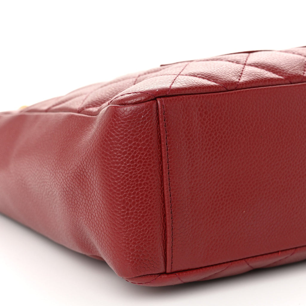 Caviar Quilted Petit Shopping Tote PST Red