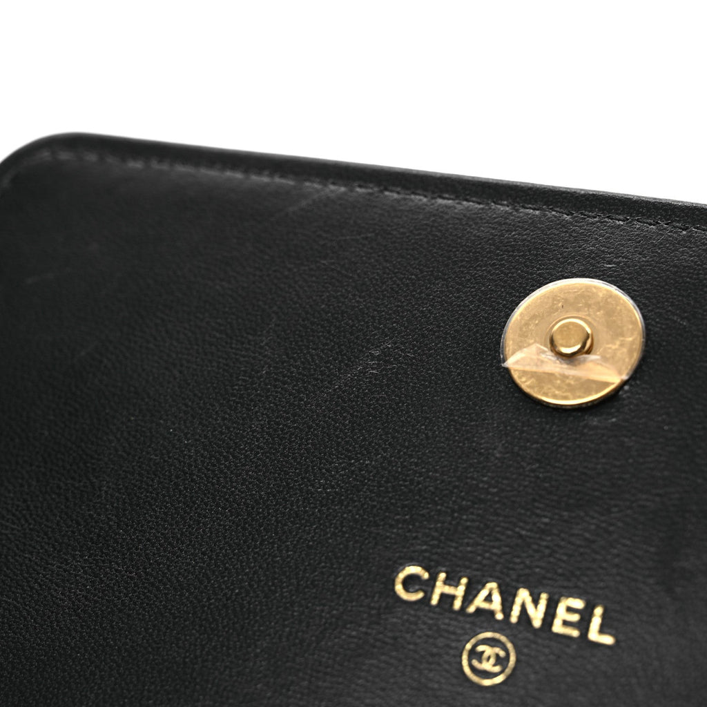 Lambskin Quilted CC Pearl Enamel Clutch on Chain WOC Black