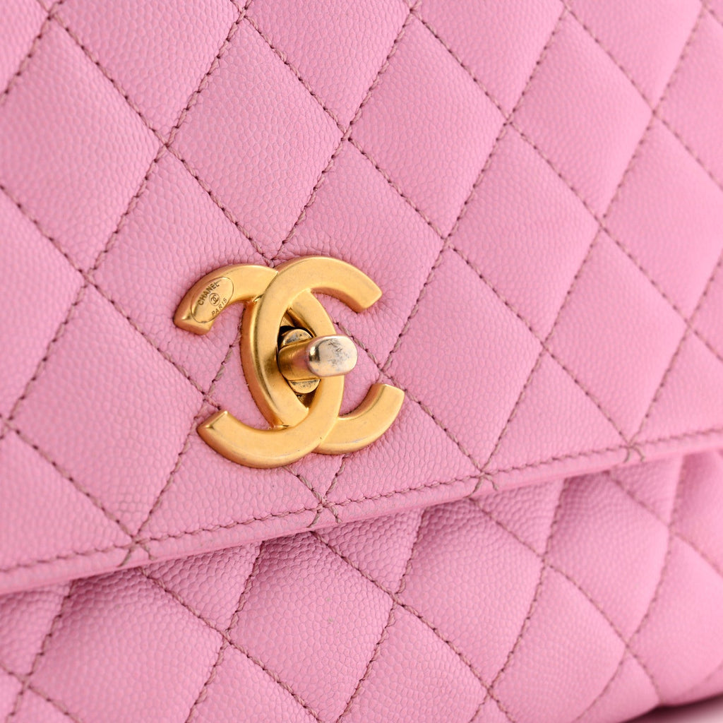 Caviar Quilted Small Coco Chain Handle Flap Lilac