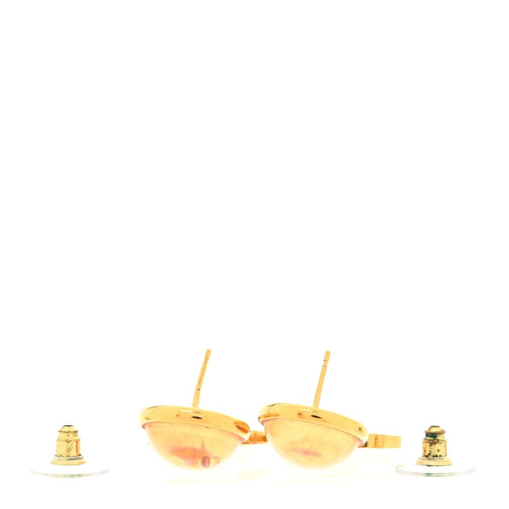 Metal Round CC Medallion Drop Earrings Gold