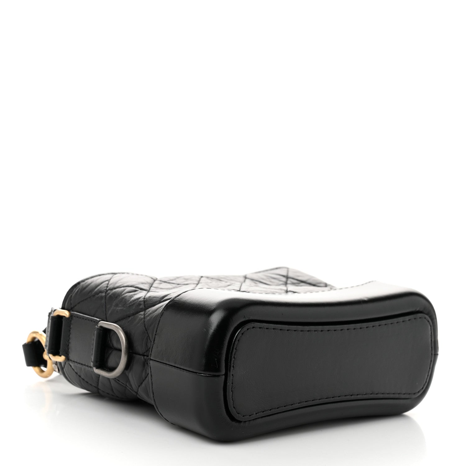 Aged Calfskin Quilted Small Gabrielle Logo Hobo Black
