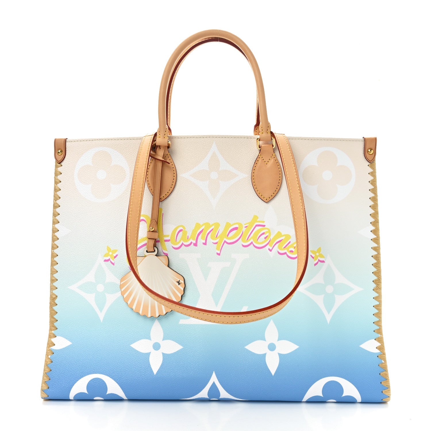 Monogram Giant Raffia Hamptons By The Pool Onthego GM Blue