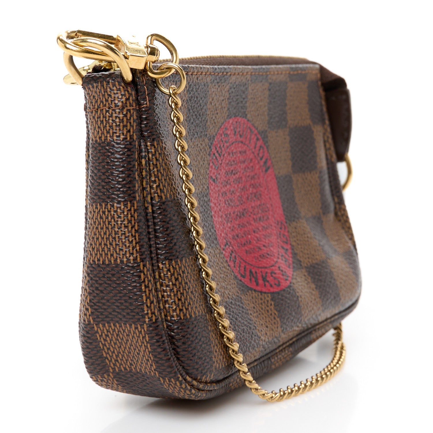 Damier Ebene Complice Trunks and Bags Mini Pochette Accessories Red