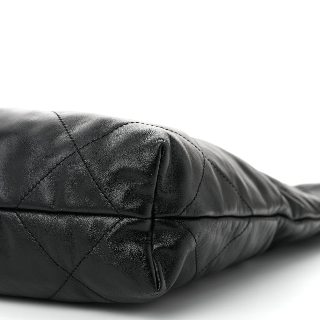 Shiny Calfskin Quilted Small Chanel 22 Black