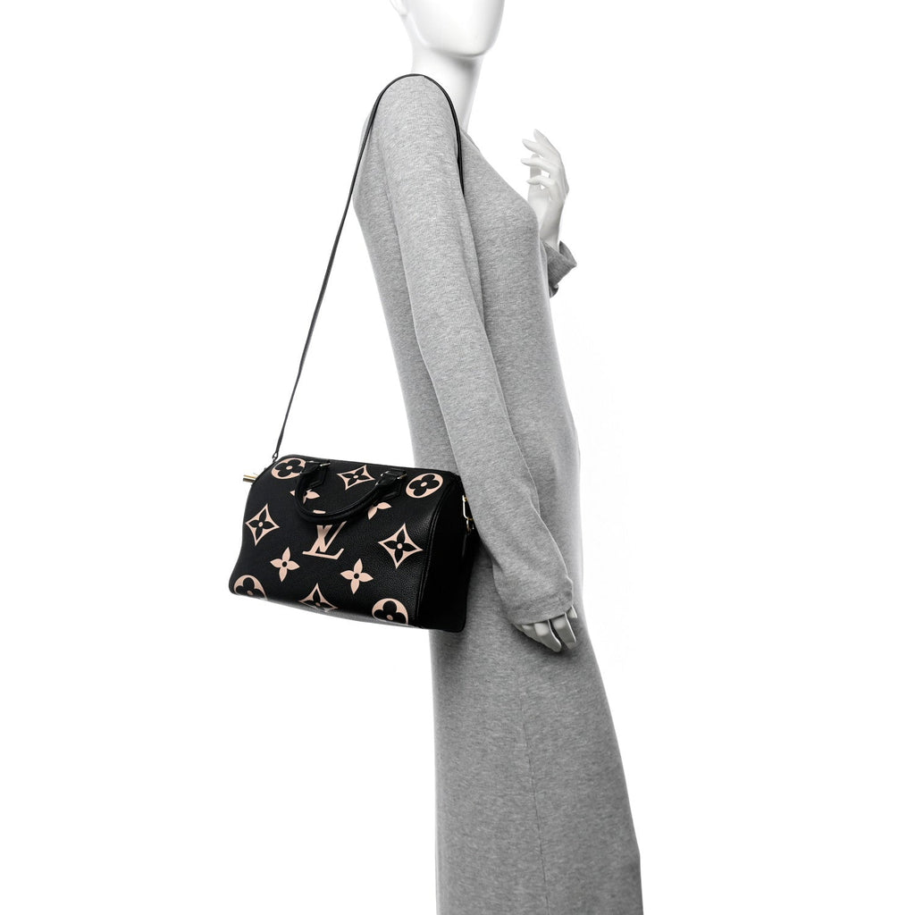Empreinte Monogram Giant Speedy Bandouliere 25 Black Beige