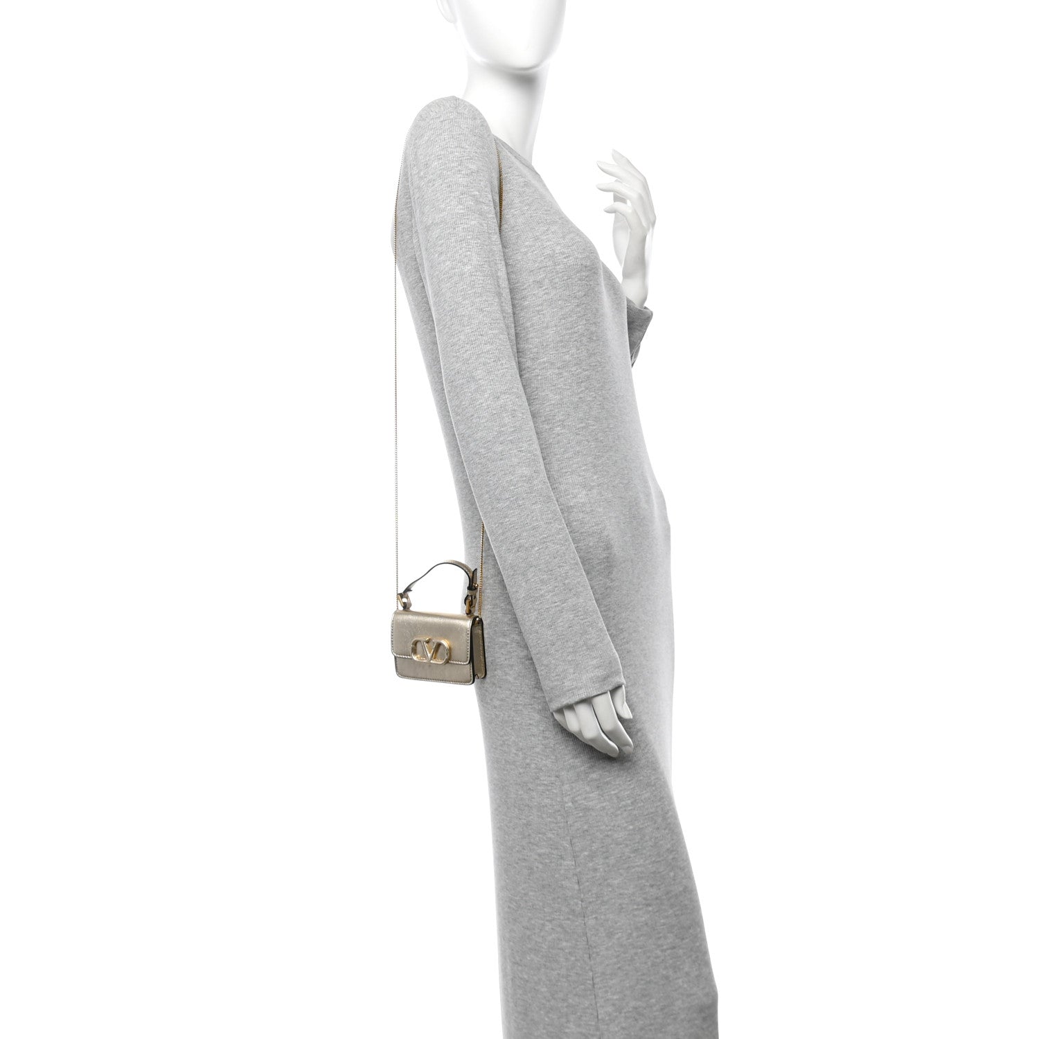 Metallic Calfskin Mini VSling Shoulder Bag Sahara