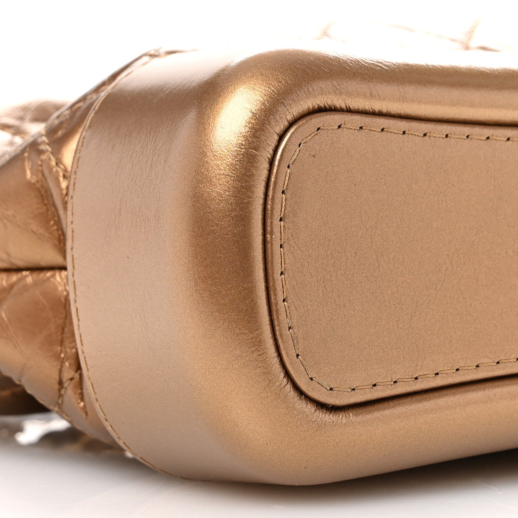 Metallic Aged Calfskin Quilted Small Gabrielle Hobo Bronze
