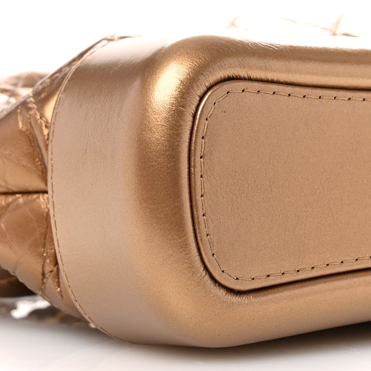 Metallic Aged Calfskin Quilted Small Gabrielle Hobo Bronze