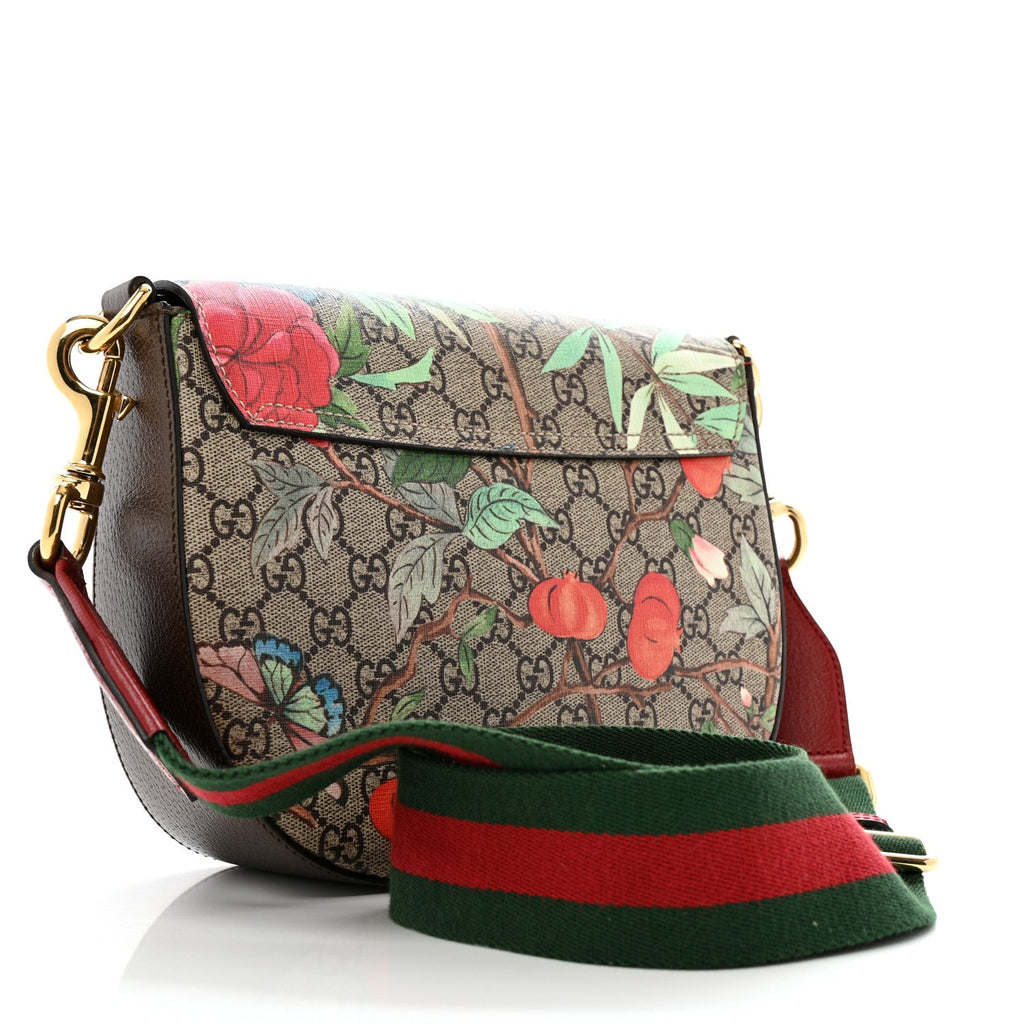 GG Supreme Monogram Tian Web Medium Padlock Messenger Shoulder Bag Beige Multicolor New Acero