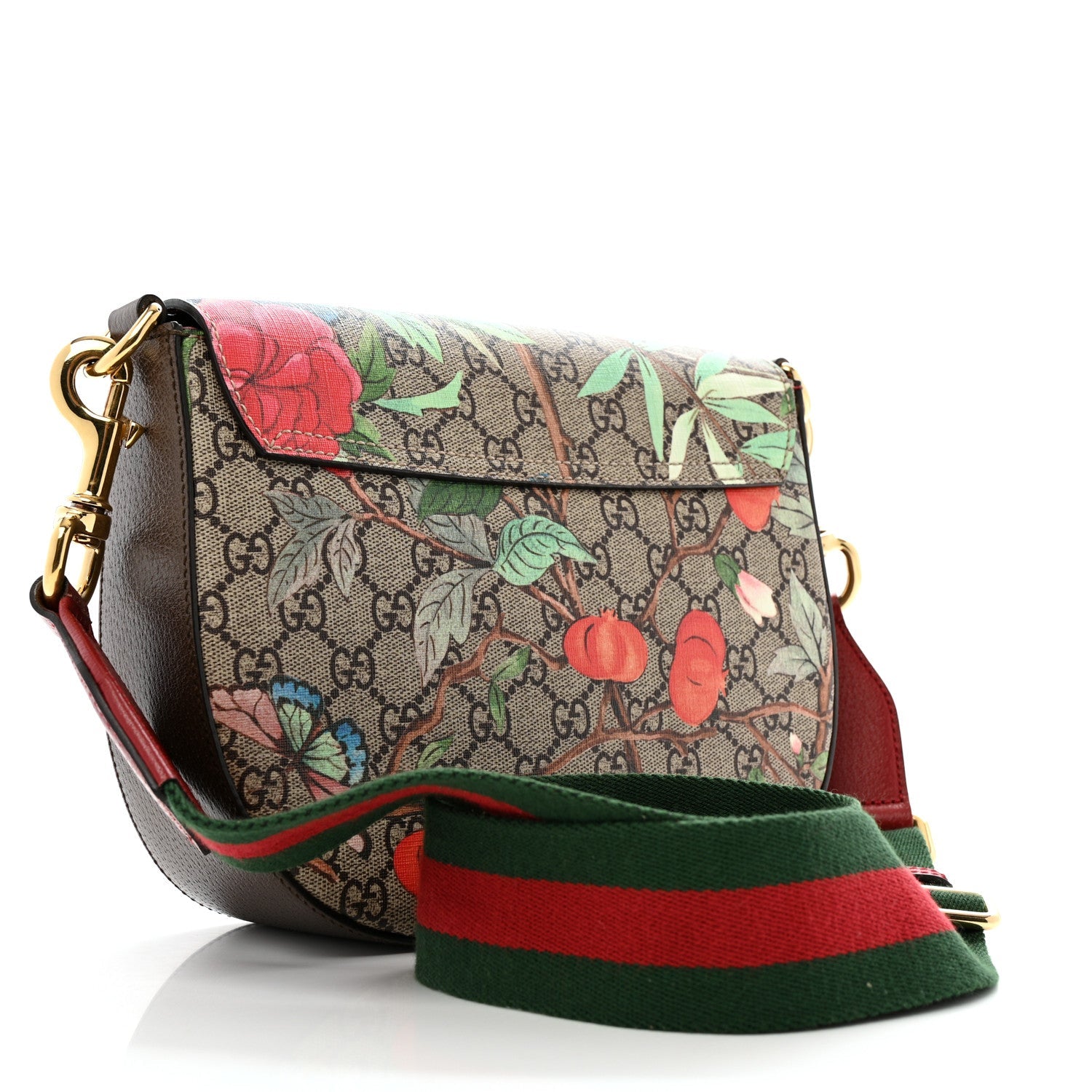 GG Supreme Monogram Tian Web Medium Padlock Messenger Shoulder Bag Beige Multicolor New Acero