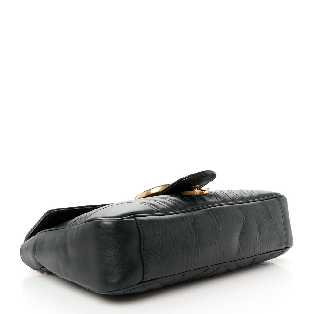 Calfskin Matelasse Medium GG Marmont Shoulder Bag Black