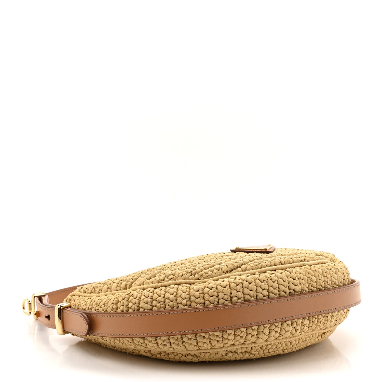 Yarn Raffia Effect Crochet Arque Shoulder Bag Natural