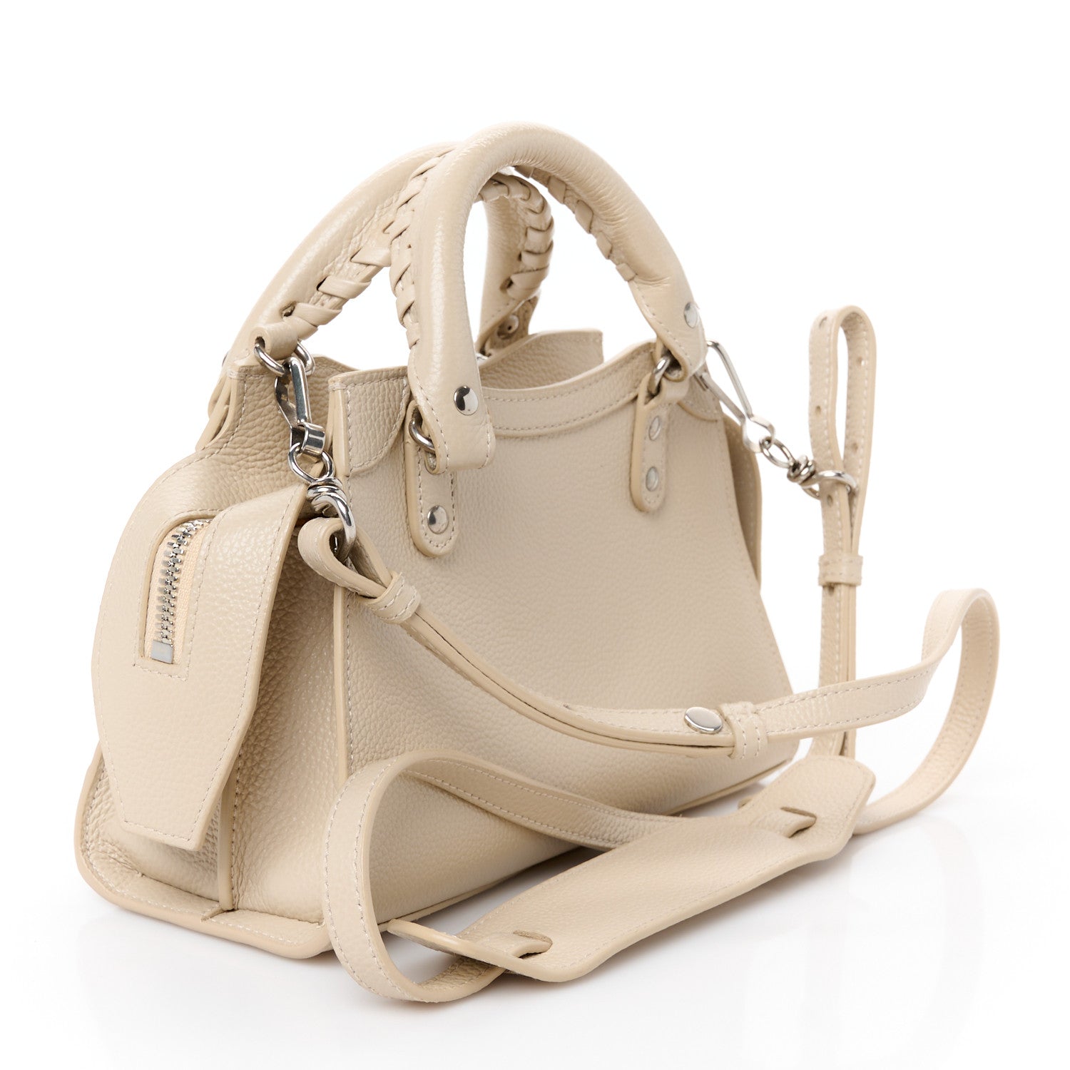 Grained Calfskin Neo Classic Silver Hardware Mini City Cream