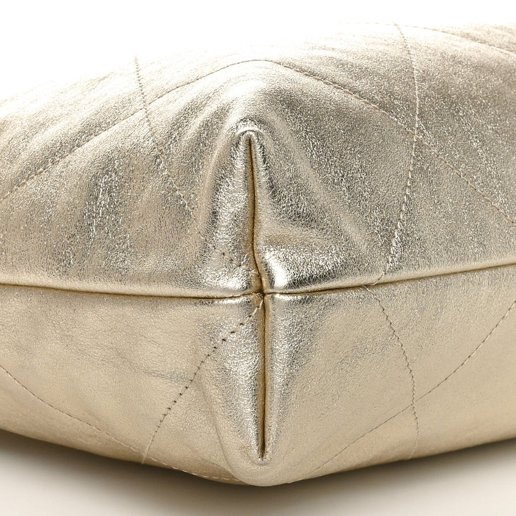 Metallic Calfskin Quilted Chanel 22 Golden