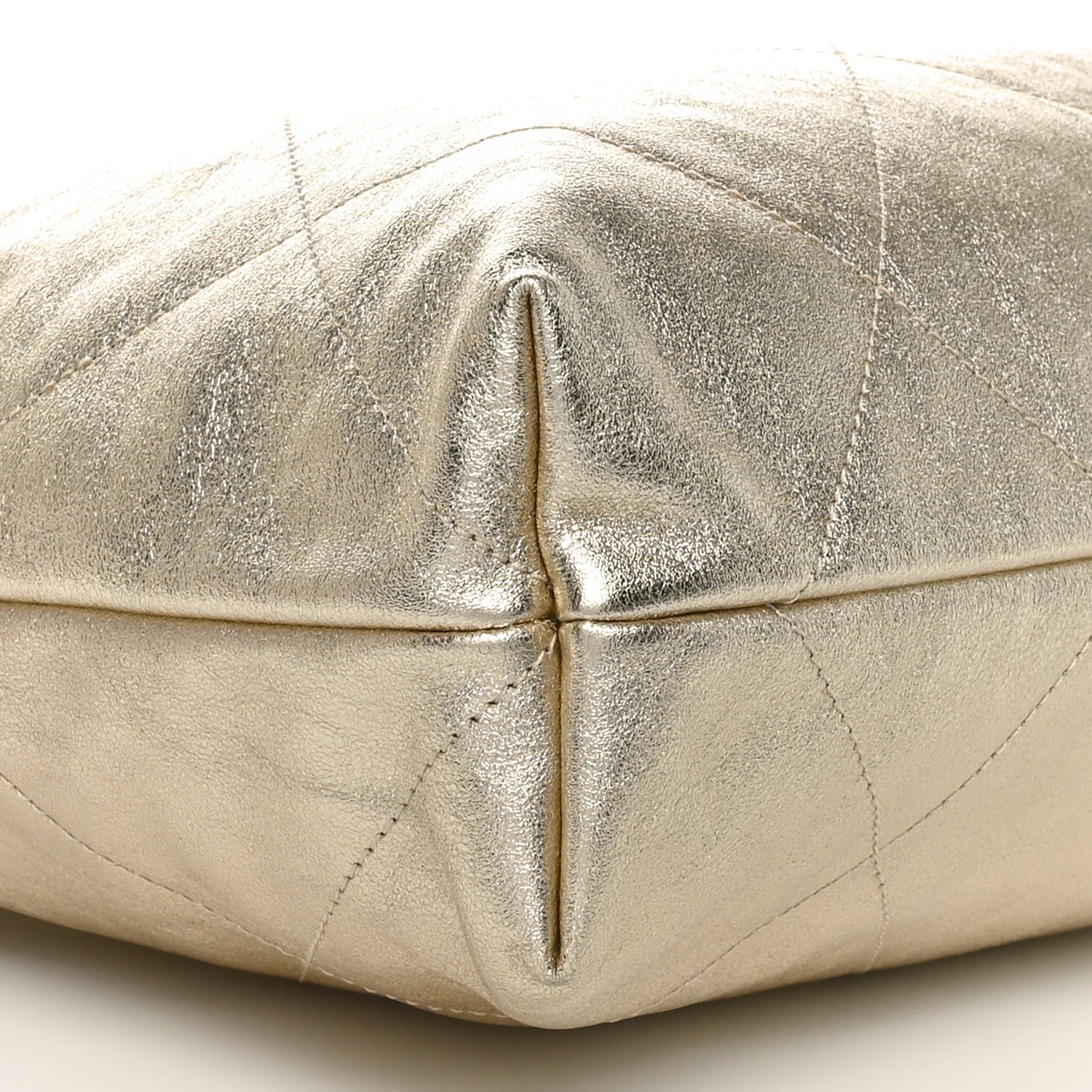 Metallic Calfskin Quilted Chanel 22 Golden