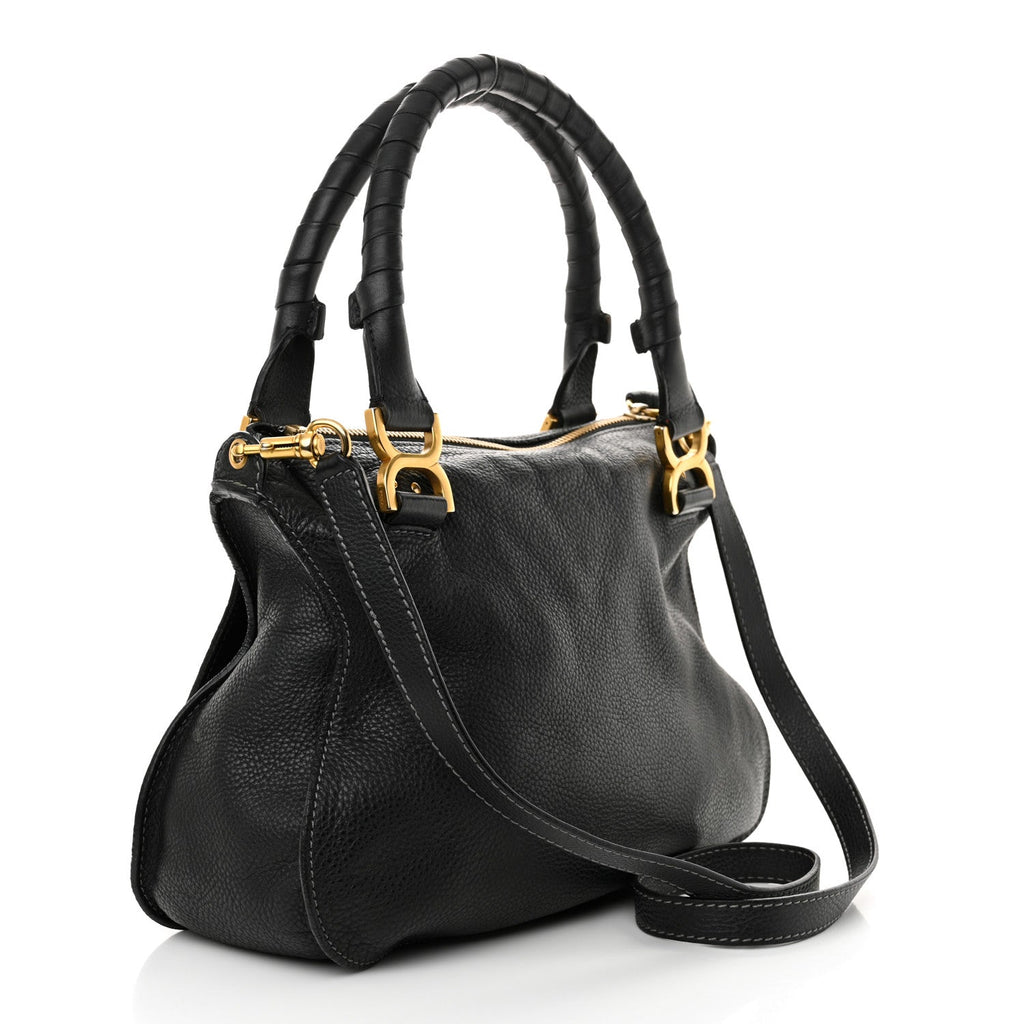 Calfskin Medium Marcie Satchel Black