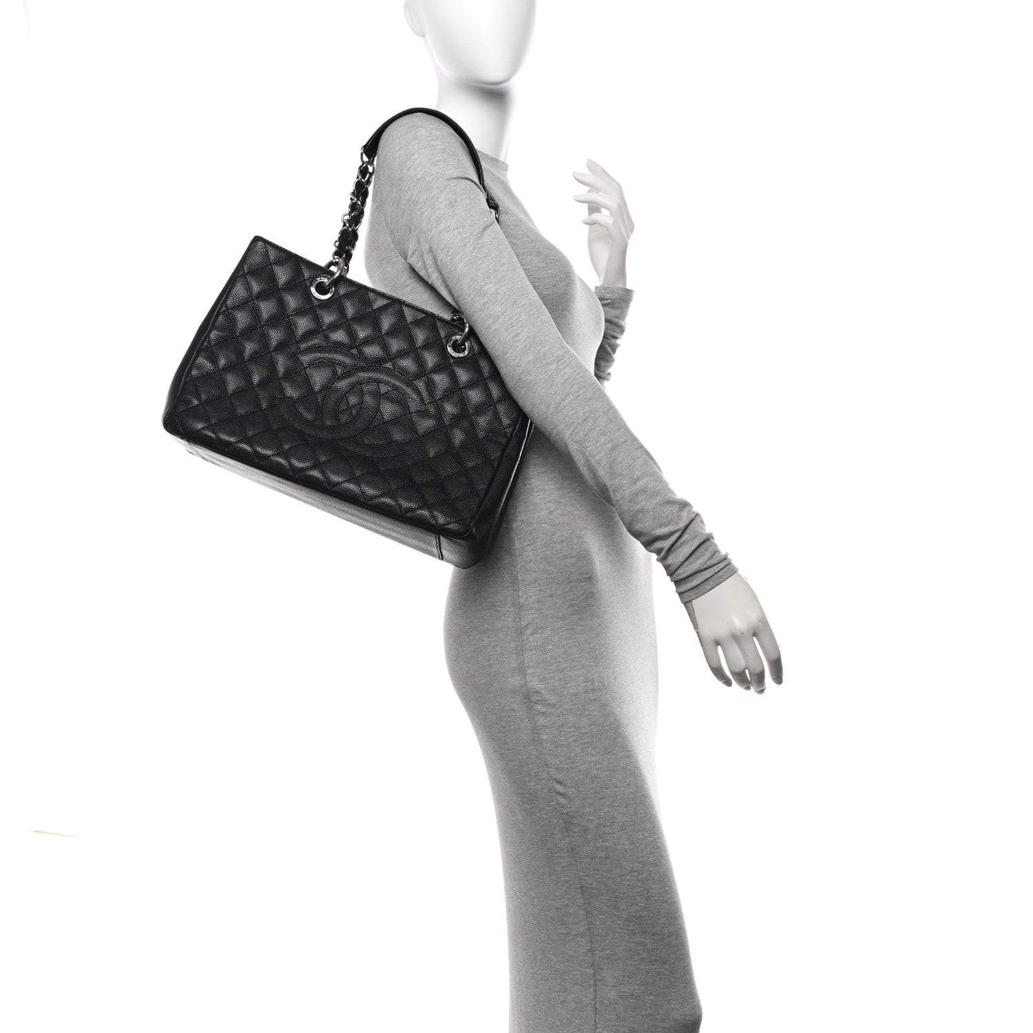 Caviar Quilted Grand Shopping Tote GST Black